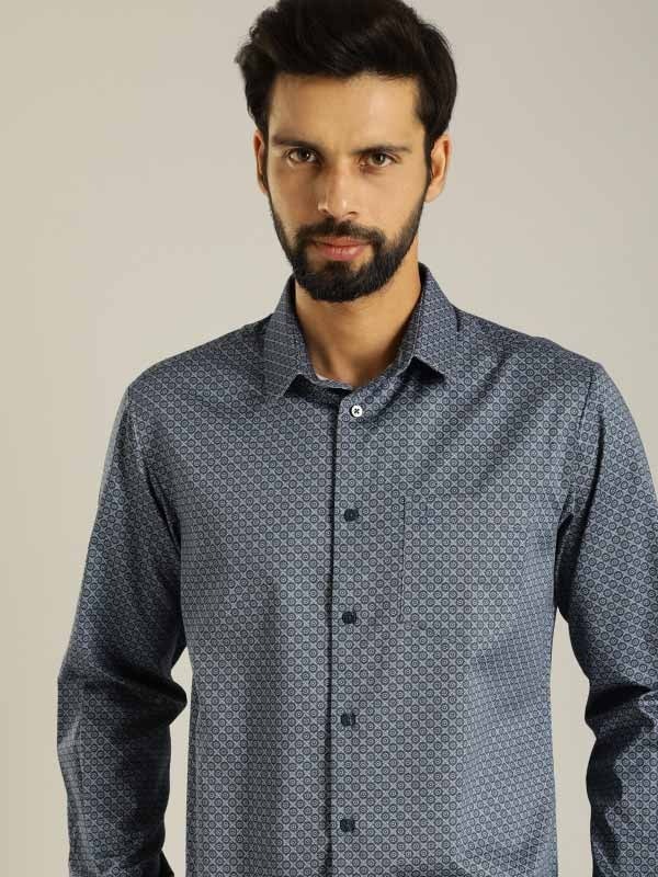Indian Terrain Men All Over Print Blue Shirt
